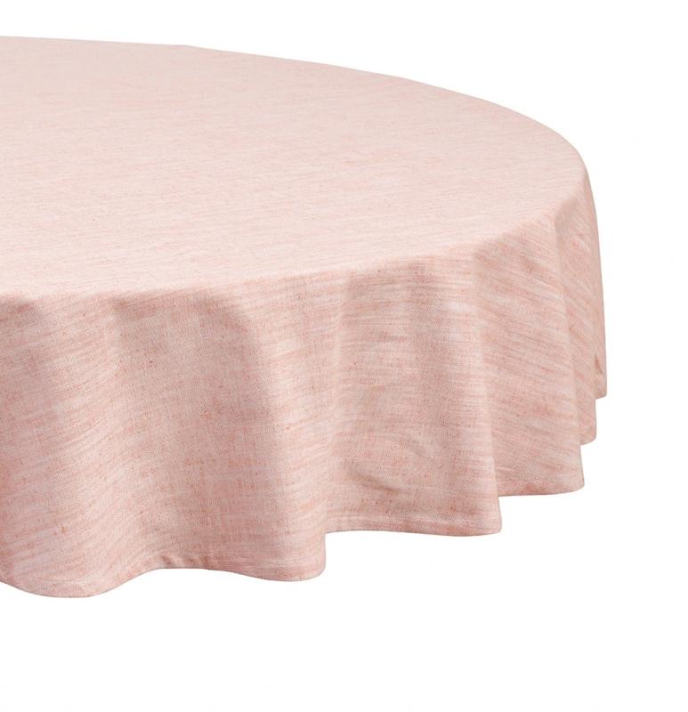 Rund stor duk Sabina, chambrayvävd, enfärgad, Rosa/Beige