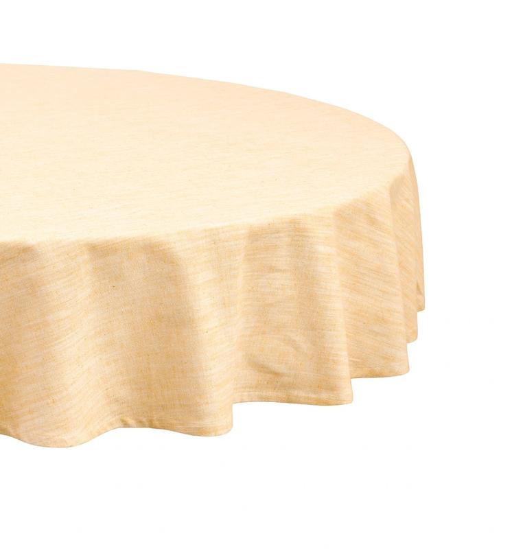 Rund stor duk Sabina, chambrayvävd, enfärgad, gul/Beige