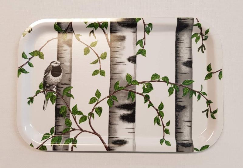 Bricka BJÖRKDUNGEN, 33x21 cm, vit