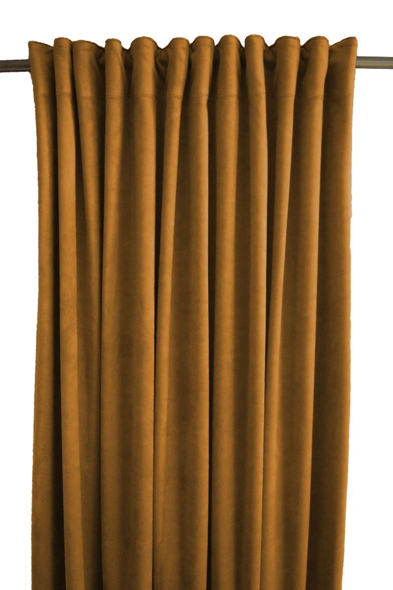 Gardinlängd Sammet, enfärgad med extra tyngd för vackert fall, Stl. 2x140x300 cm. guld