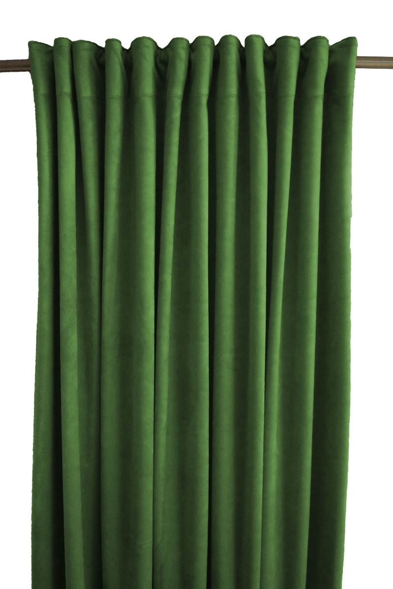 Gardinlängd Sammet, enfärgad med extra tyngd för vackert fall, Stl. 2x140x300 cm. mörkgrön