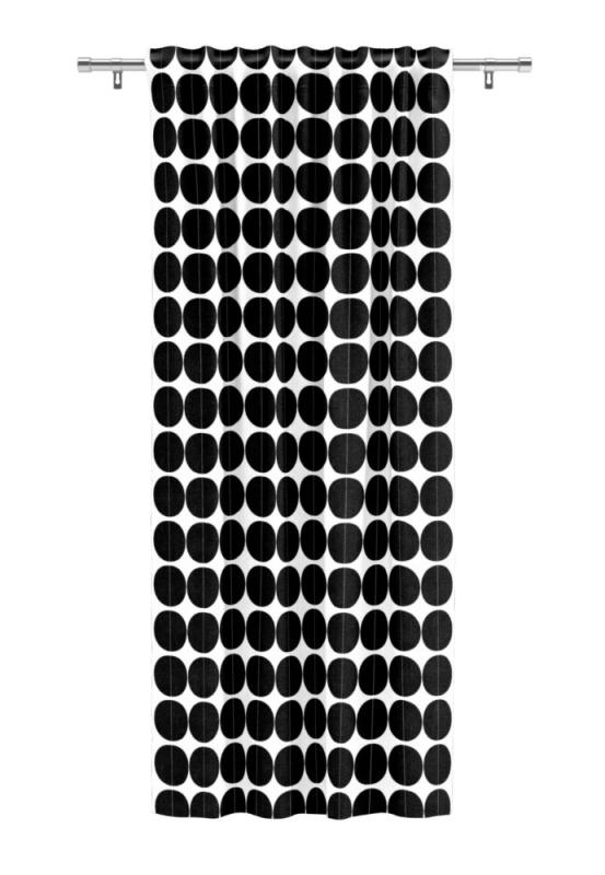 Gardin LANE, 1 st 140x240x1 svarta cirklar på vit botten