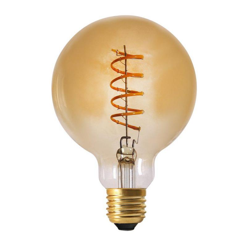 Lampa SPIRAL ELECT LED FIL, E27, Guldtonad, Glob 95mm, 2000K