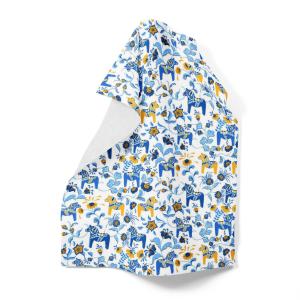 Mini Handduk LEKSAND 46x70cm små dalahästar, blå och gul