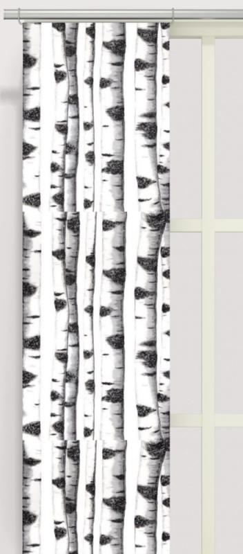 Panelgardin Skogsbryn med björkstammar, Stl: 2st 43x240, grå, vit, svart