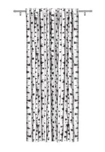 Gardinlängd Skogsbryn med björkstammar, Stl 1 längd, 140x240cm, grå, vit, svart
