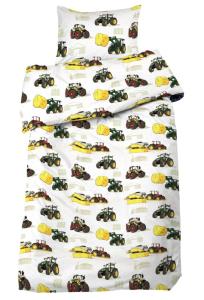 Bäddset 2-dels, TRAKTOR , vit/grön