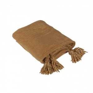 Pläd NOAH med härliga tofsar, guld