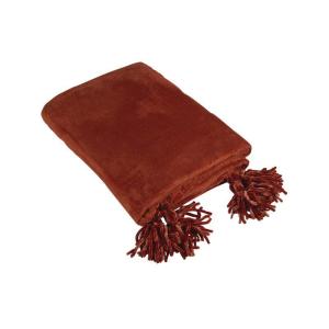 Pläd NOAH med härliga tofsar, Stl.130x150cm, rost