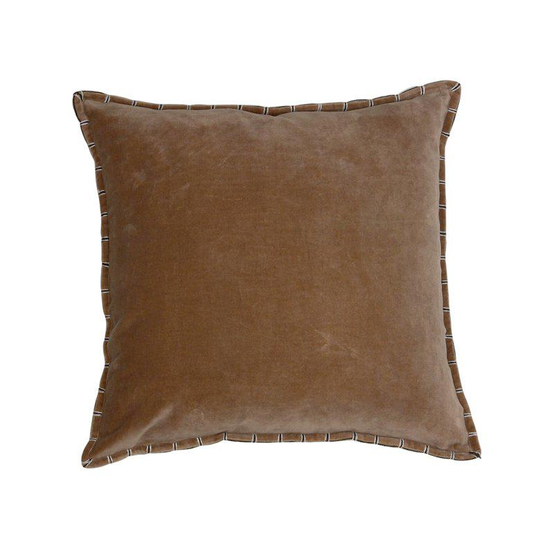 Kuddfodral EDWARD, enfärgad sammet med stygn, 45x45cm, brun