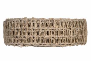 Textilband i jute och linne NATURE ALMA med hålmönster, bredd 25 mm