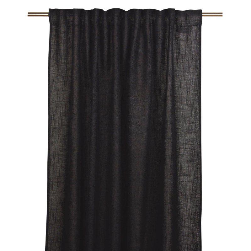 Gardinlängd BROOKLYN, extra lång, enfärgad i svart i tyg med struktur