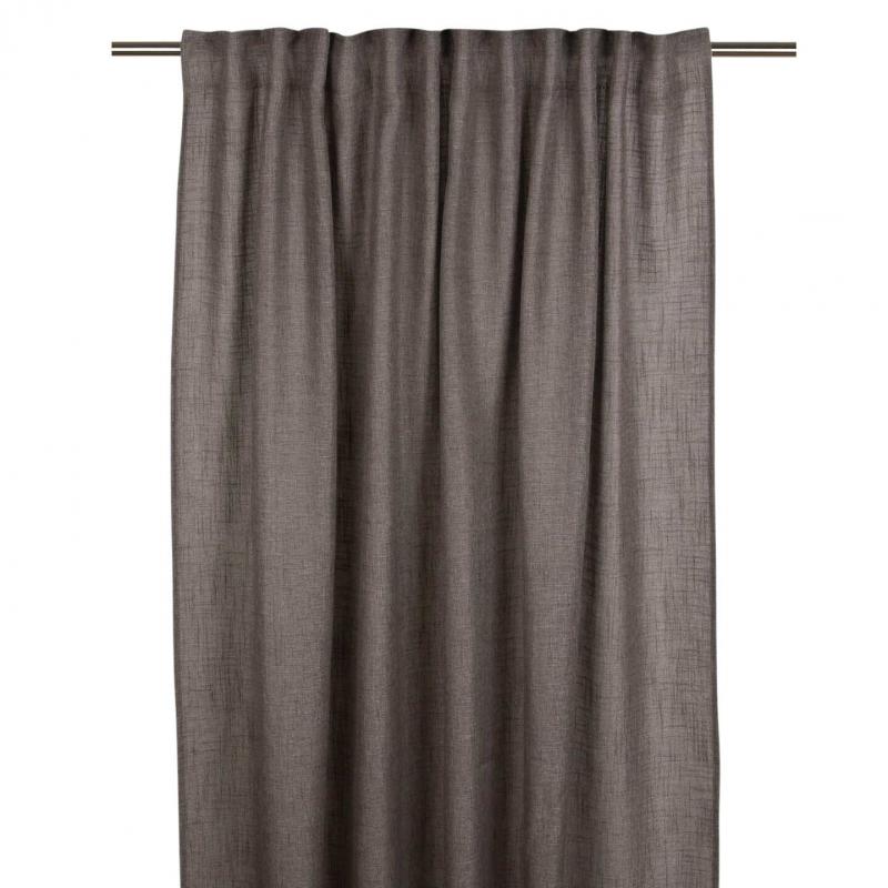 Gardinlängd BROOKLYN, extra lång, enfärgad i stålgrått i tyg med struktur