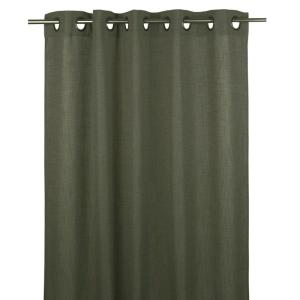 Öljettgardin BROOKLYN, enfärgad i mörkgrönt i tyg med struktur