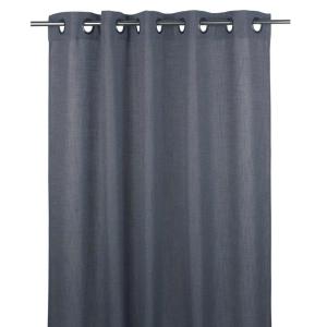 Öljettgardin BROOKLYN, enfärgad i marinblått i tyg med struktur