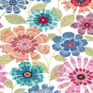 Vaxduk på metervara, FLOWER POWER, multi