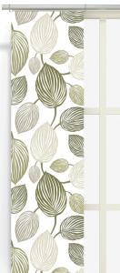 Panelgardin LYCKANS BLAD, Arvidssons Textil med stora blad i olivgrönt på offwhite bottenfärg