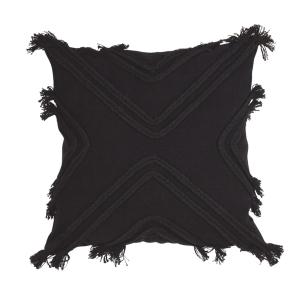 Kuddfodral ROPE, påsydda repdetaljer, Svart 48x48cm