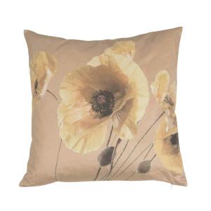 Kuddfodral VALLMO blomma, fleece, 48X48cm Gul