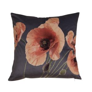 Kuddfodral VALLMO blomma, fleece, 48X48cm Peach