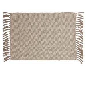 Bordstablett, tallriksunderlägg DIMA, sicksackmönster med fransar, Stl.35x45 cm, linne, offwhite