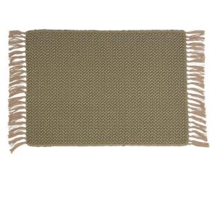 Bordstablett, tallriksunderlägg DIMA, sicksackmönster med fransar, Stl. 35x45 cm, linne, grön