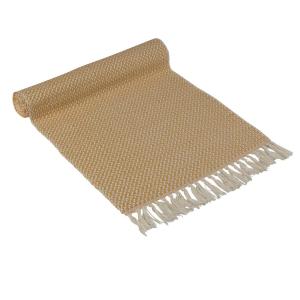 Bordslöpare DIMA, sicksackmönster med fransar, Stl.35X120cm, offwhite, havre