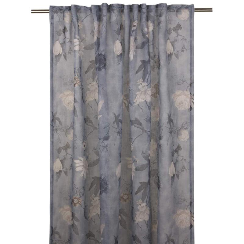Gardinlängd LAURA, blommig, 2X140X250cm, Blå