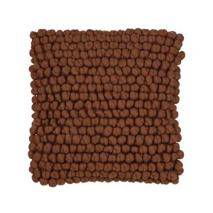 Kuddfodral CLOUD, garn knutna som bollar, Brun 48x48cm