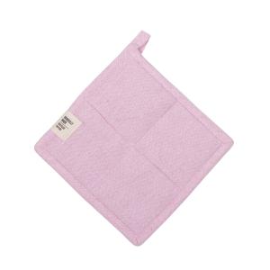 Grytlapp VIDE återvunnen textil, enfärgad rosa med stickningar