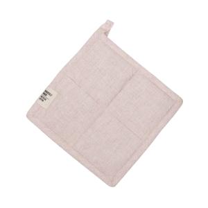 Grytlapp VIDE återvunnen textil, enfärgad ljusrosa med stickningar