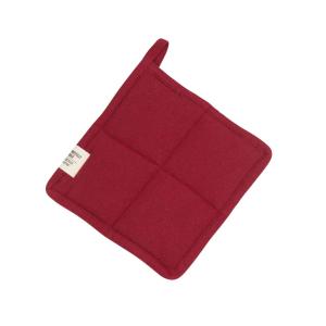 Grytlapp VIDE återvunnen textil, enfärgad med stickningar i Röd, stl:20x20cm