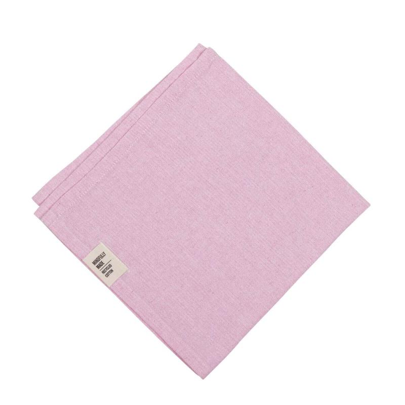 Tygservett, liten duk VIDE, enfärgad i återvunnen textil i rosa