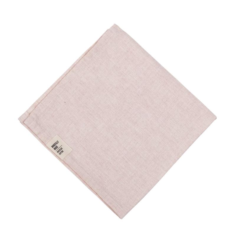 Tygservett, liten duk VIDE, enfärgad i återvunnen textil i ljusrosa