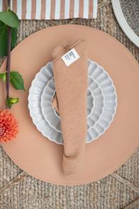 Tygservett, liten duk VIDE, återvunnen textil, enfärgad, Stl.45X45cm, peach