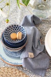 Tygservett, liten duk VIDE, återvunnen textil, enfärgad, denimblå