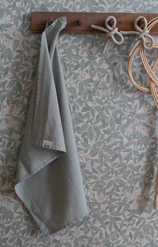 Kökshandduk VIDE, enfärgad i återvunnen textil i lindblomsgrön