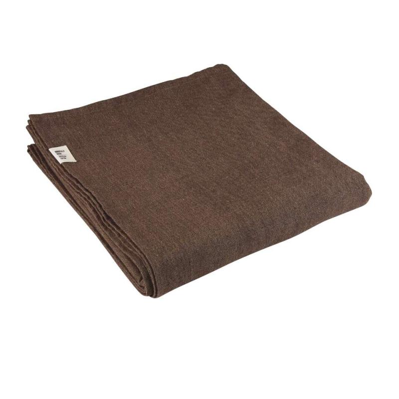 Fyrkantig Duk VIDE, enfärgad i återvunnen textil i nougatbrunt