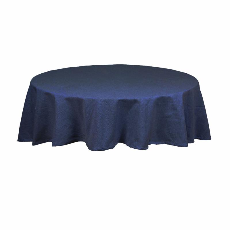 Duk VIDE, rund, enfärgad i återvunnen textil i marinblått