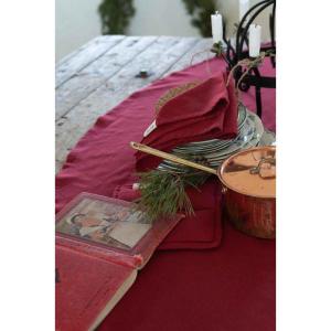 Duk VIDE, återvunnen textil enfärgad Stl. diameter 160cm, röd