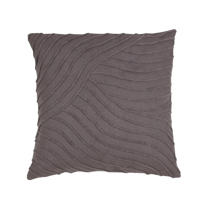Kuddfodral Flow, enfärgad med upphöjt vågmönster, Stl.48x48cm, Grå