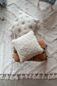 Kuddfodral Sean i ull och bomull, diamantformade rutor, Offwhite