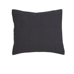 Kuddfodral Loke, enfärgat med dubbelsytt rutmönster, Stl.50x60cm, Svart