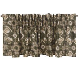 Gardinkappa Lovisa, blommor och blad Stl: 55x250 cm, Grön/Beige