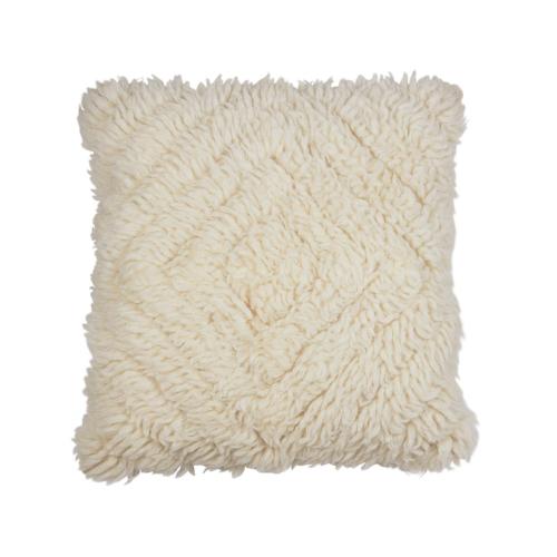 Kuddfodral Timmy, enfärgad lurvig kudde med ullblandning, stl.48x48cm Offwhite