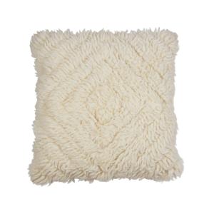 Kuddfodral Timmy, enfärgad lurvig kudde med ullblandning, stl.48x48cm Offwhite