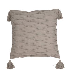 Kuddfodral SORAYA, våffelsydd med tofsar, Lin, 48x48cm