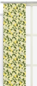 Panelgardin CITRONLYCKA med gula citroner på gul bottenfärg