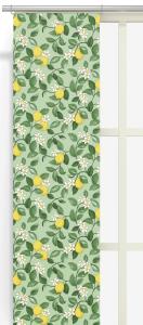 Panelgardin CITRONLYCKA med gula citroner på grön bottenfärg
