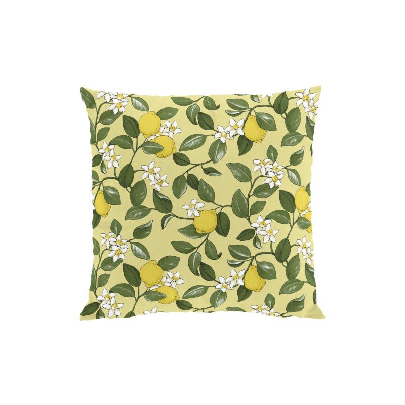 Kuddfodral CITRONLYCKA med gula citroner på gul bottenfärg